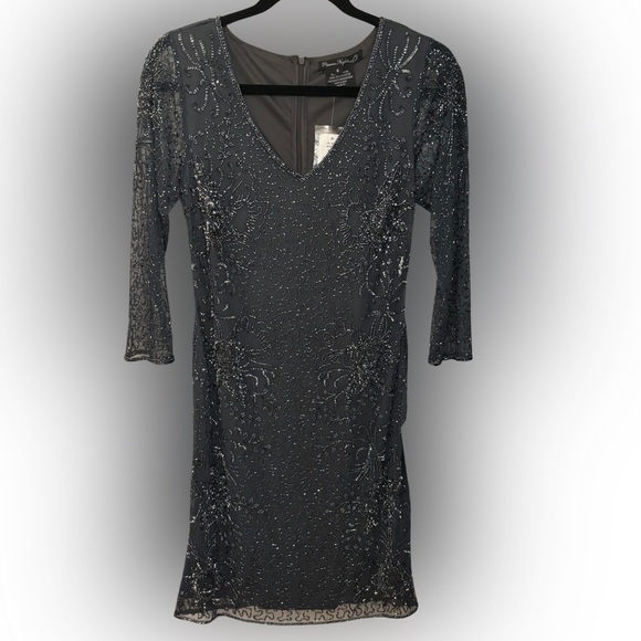 Pissaro Nights Beaded V-Neck Cocktail Dress - Picture 6 of 8